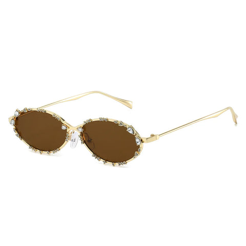 Divine Gold Oval Sunglasses
