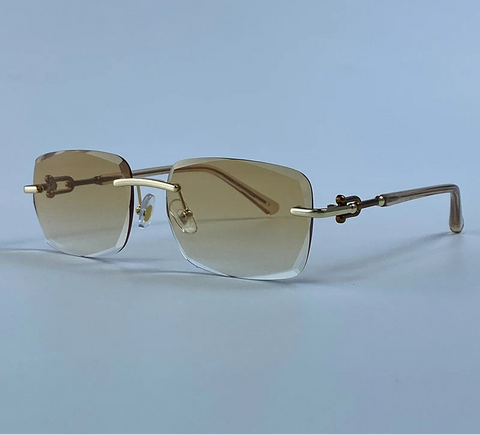 Radiant Gold Rimless Sunglasses
