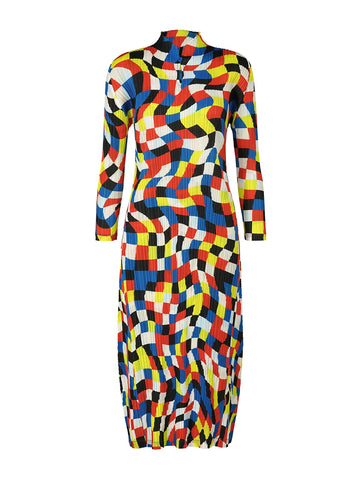 Vibrant Plaid Pleated Maxi Dress