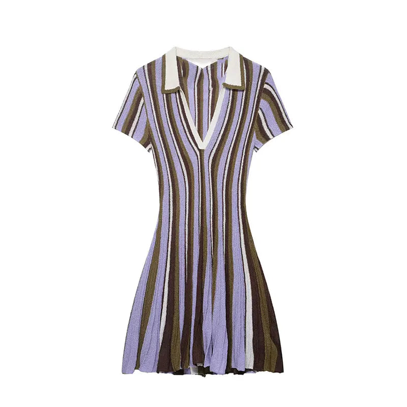 Vibrant Striped Knit Mini Dress