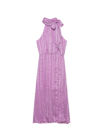 Radiant Polka Dot Pleated Maxi Dress