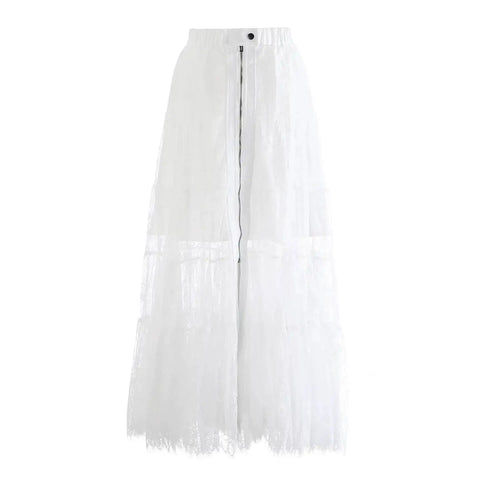 Unique Mesh Tiered Midi Skirt