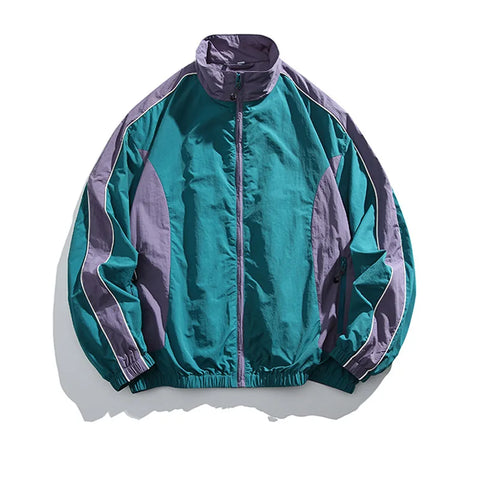 Vibrant Color-Blocked Windbreaker Jacket