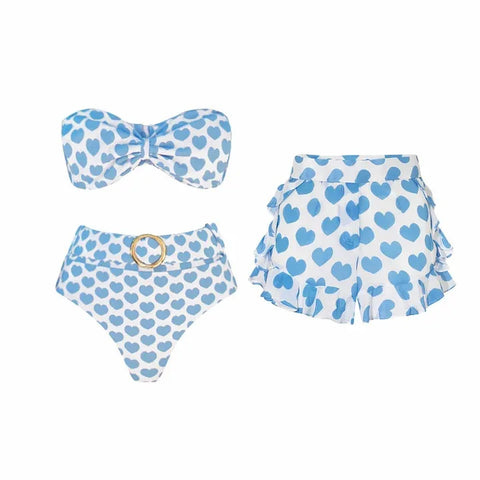 Free Spirit Heart Print Bikini Set