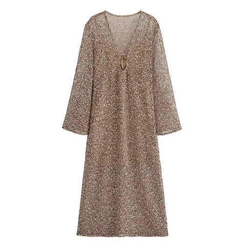 Radiant Sequined V-Neck Maxi Dress