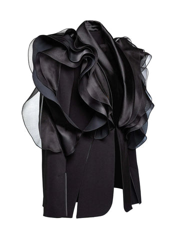 Audacious Ruffled Satin Blazer