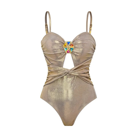 Radiant Shimmer Embroidered One-Piece