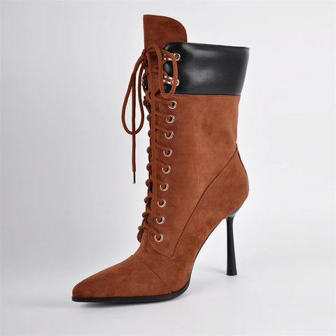 Fierce Suede Lace-Up Ankle Boots