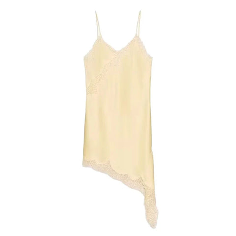 Divine Satin Asymmetric Lace Mini Dress