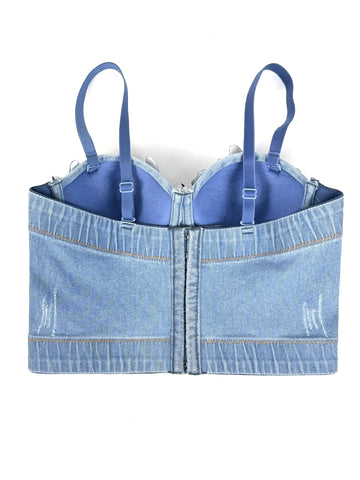 Free Spirit Floral Denim Bustier