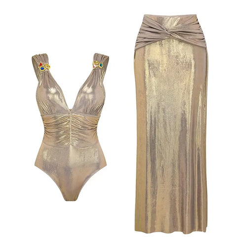Radiant Shimmer Embroidered One-Piece