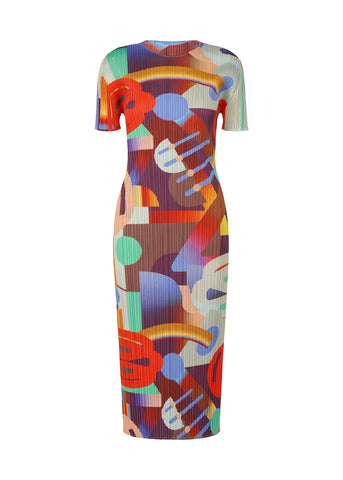 Spirited Geometric Pleated Maxi Dress