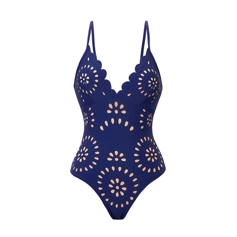 Vibrant Scalloped Floral Print Bikini Set