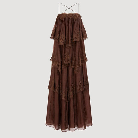 Divine Embroidered Tiered Maxi Dress