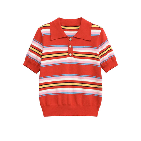 Vibrant Striped Pleated Two-Piece Set