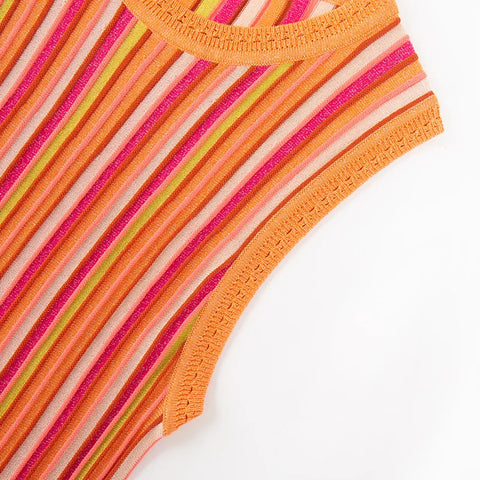 Vibrant Striped Knit Maxi Dress