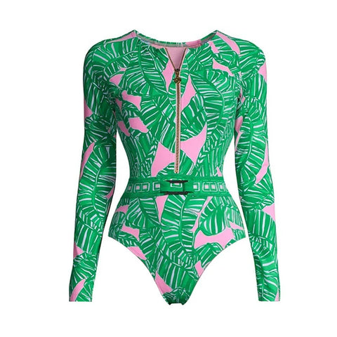 Wild Heart Printed Long-Sleeve One-Piece