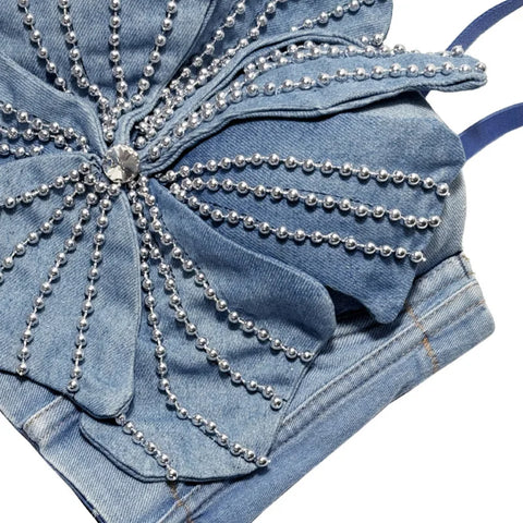 Audacious Denim Rhinestone Camisole