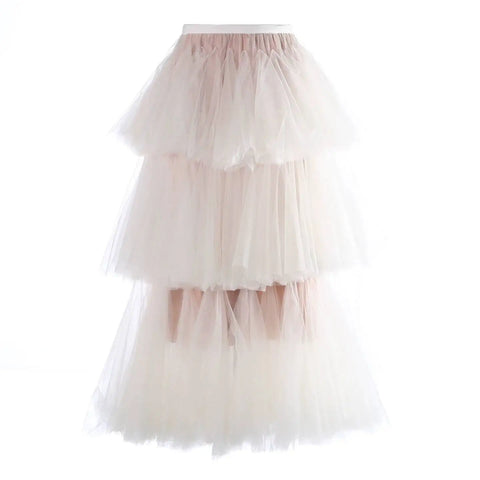 Liberated Mesh Tiered A-Line Skirt