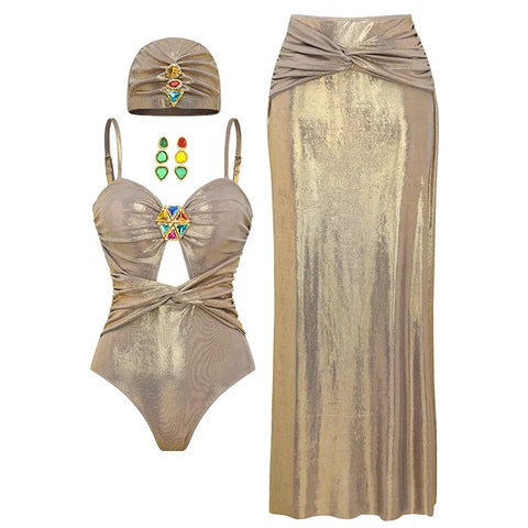 Radiant Shimmer Embroidered One-Piece