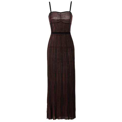 Elegant Striped Knit Maxi Dress