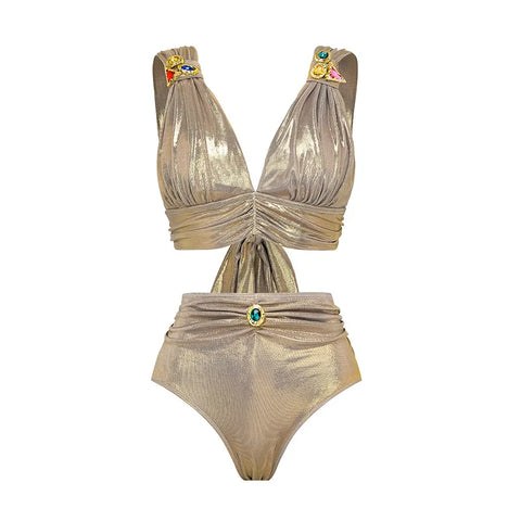 Radiant Shimmer Embroidered One-Piece