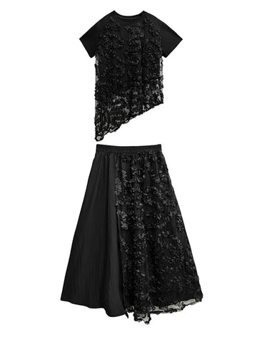 Audacious Black Mesh Skirt Set