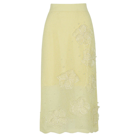 Radiant Beaded Floral Knit Skirt