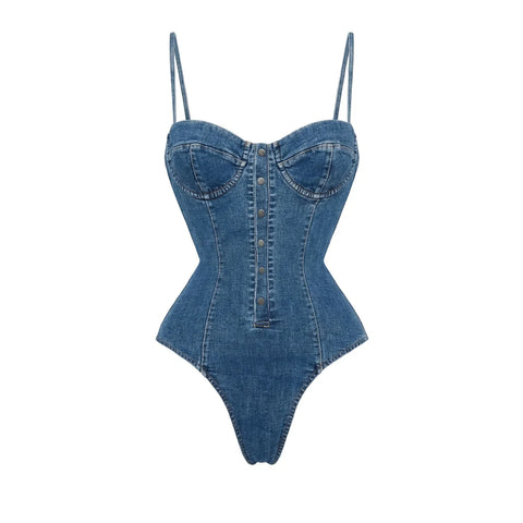 Daring Denim Bandeau Bikini Set