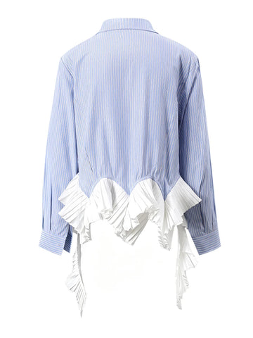 Elegant Striped Ruffle Blouse