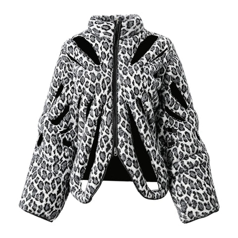 Fierce Leopard Hollow Out Parka