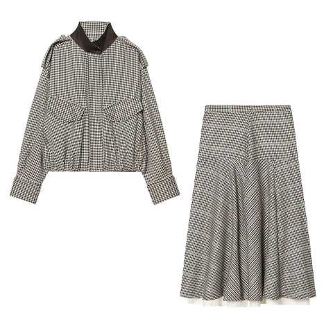 Sovereign Checked Zipper Skirt Set