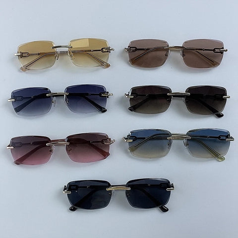 Radiant Gold Rimless Sunglasses