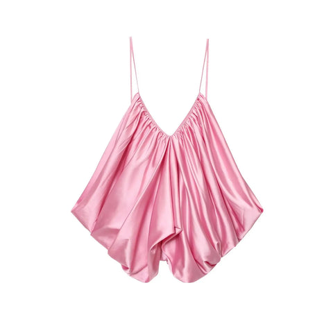 Radiant Satin Backless Crop Top