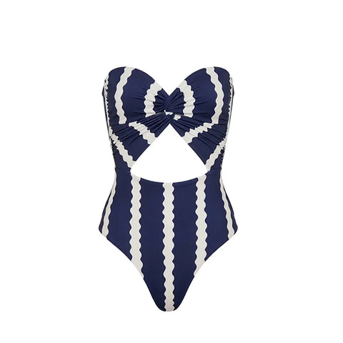 Daring Striped Cutout Swimsuit