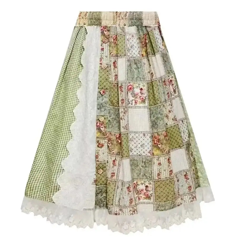 Free Spirit Patchwork Lace Midi Skirt