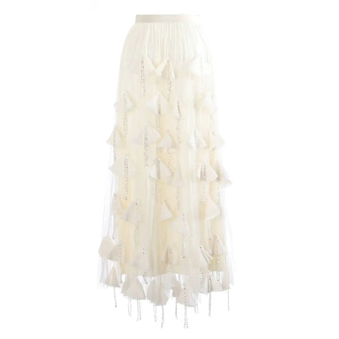 Audacious Sequin Tassel Mesh Skirt