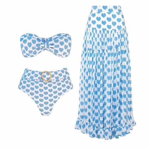 Free Spirit Heart Print Bikini Set