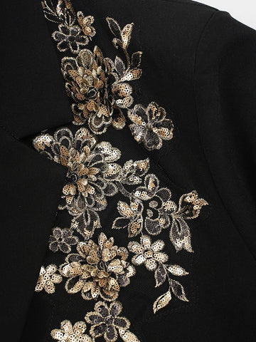 Divine Sequin Floral Oversized Blazer