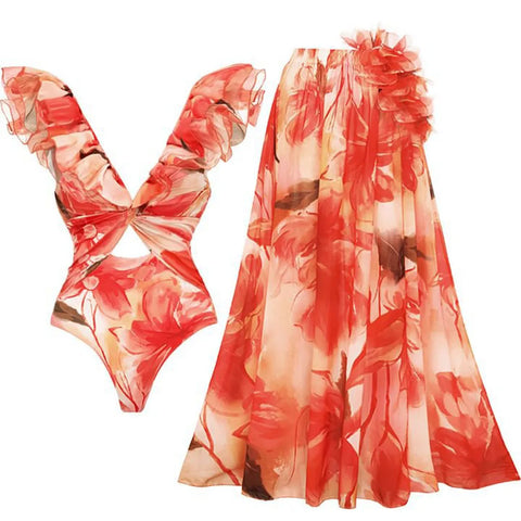 Free Spirit Floral Ruffle Bikini Set