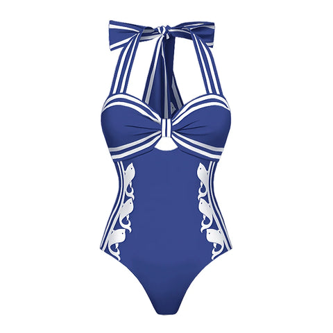 Confident Striped Ruffle Bikini Set