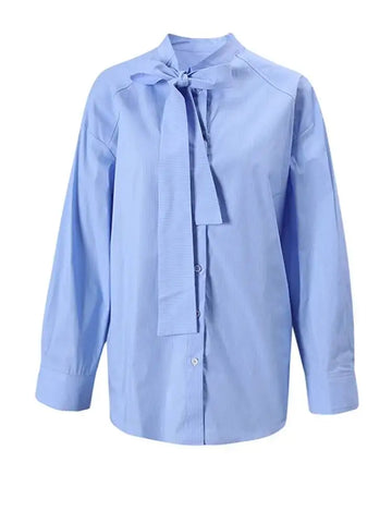 Elegant Striped Bow Collar Blouse