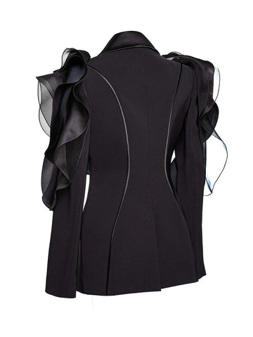Audacious Ruffled Satin Blazer
