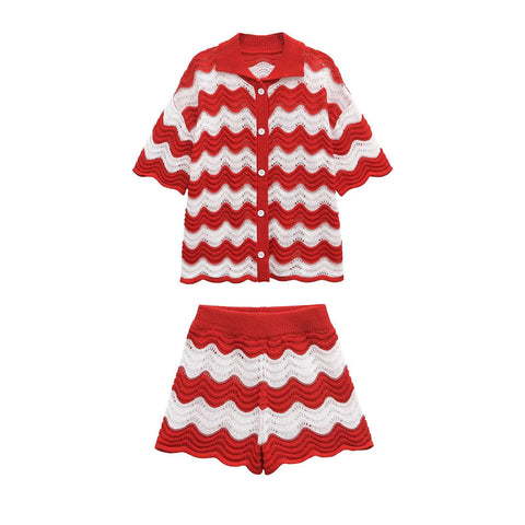 Vibrant Knitted Wave Pattern Set