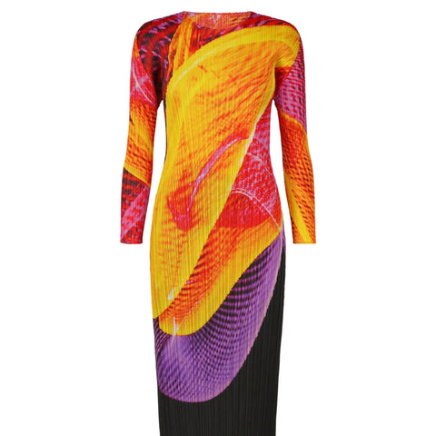 Vibrant Pleated Printed Maxi Dress