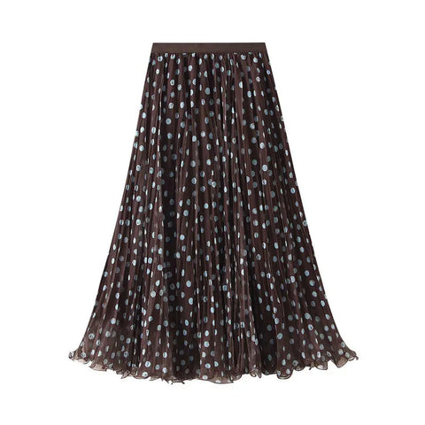 Ethereal Pleated Dot Midi Skirt