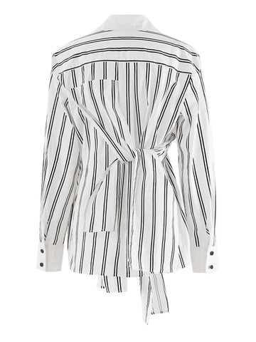 Confident Striped Belted Blouse