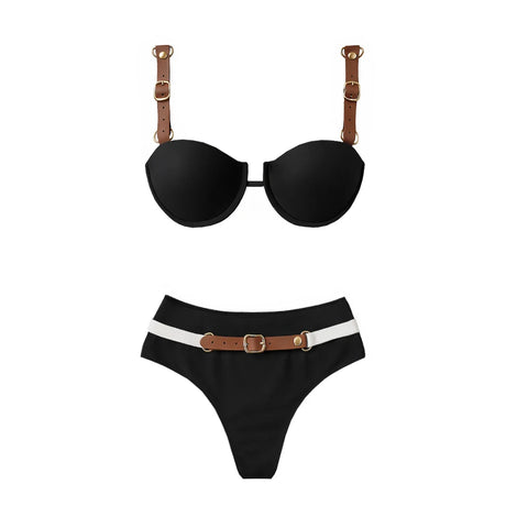 Audacious Denim Strappy Bikini Set