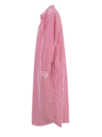 Grounded Striped Midi Shirt Dress