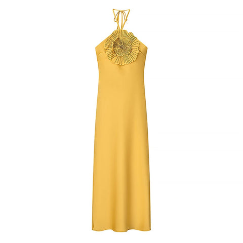 Radiant Gold Halter Maxi Dress